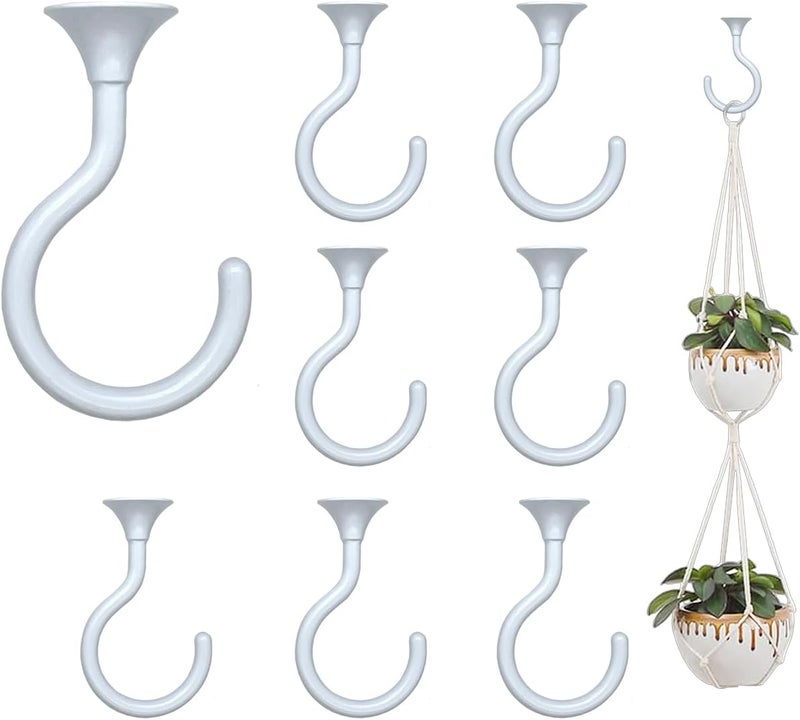 Evsteluo 8 Sets Heavy Duty Swag Ceiling Hooks with Hardware for Hanging Plants, Cavity Wall Fixing, Easy Installation, Holds Up to 30lbs, Ideal for Home & Garden (8 Sets, White) - Image 1